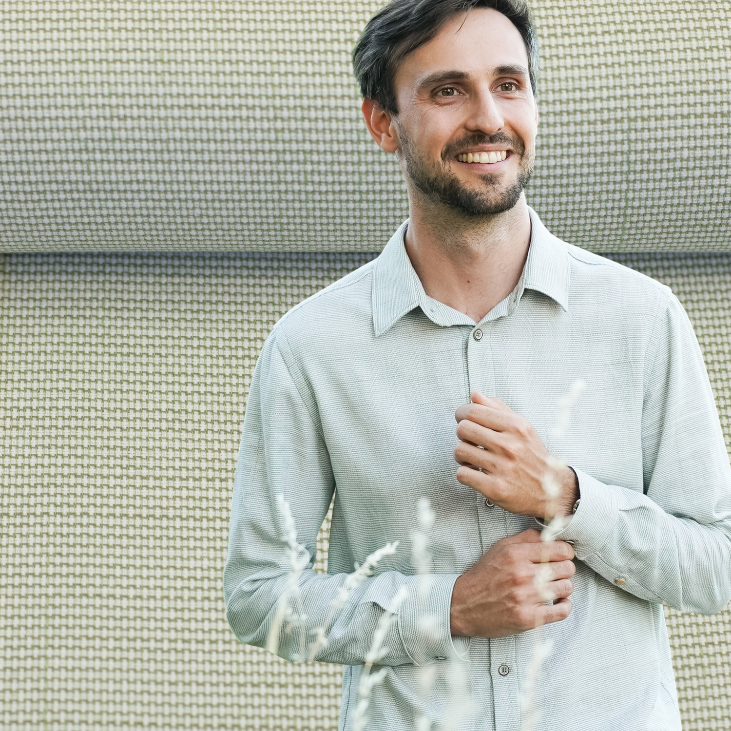Vevd Bomullsstoff Chambray - Massimo Mint grønn