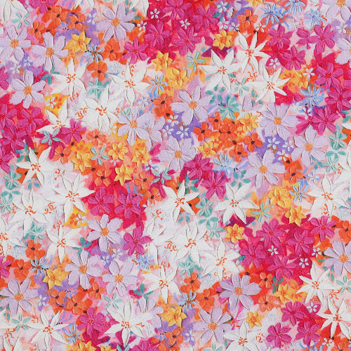Vevd Viskose - Digital blomster Fushia