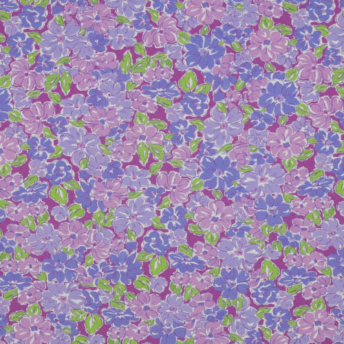 Vevd Viskose - Lilla Blomster