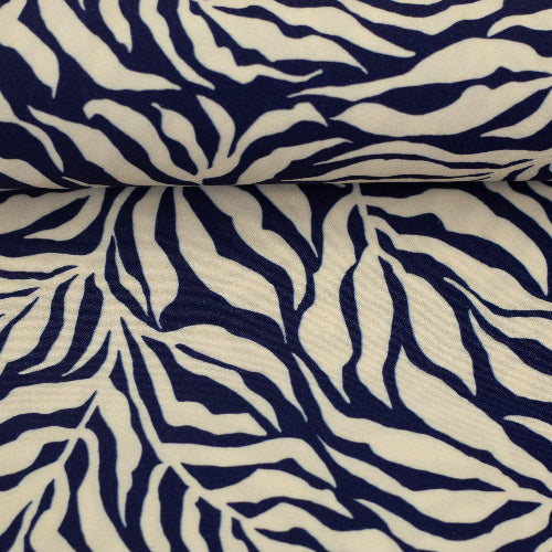 Viskose - Zebra Jungle Blå