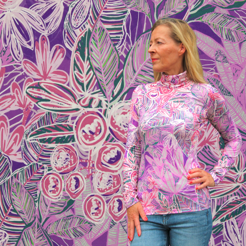 Viskose Jersey - Sicily Blomster Lys Lilla