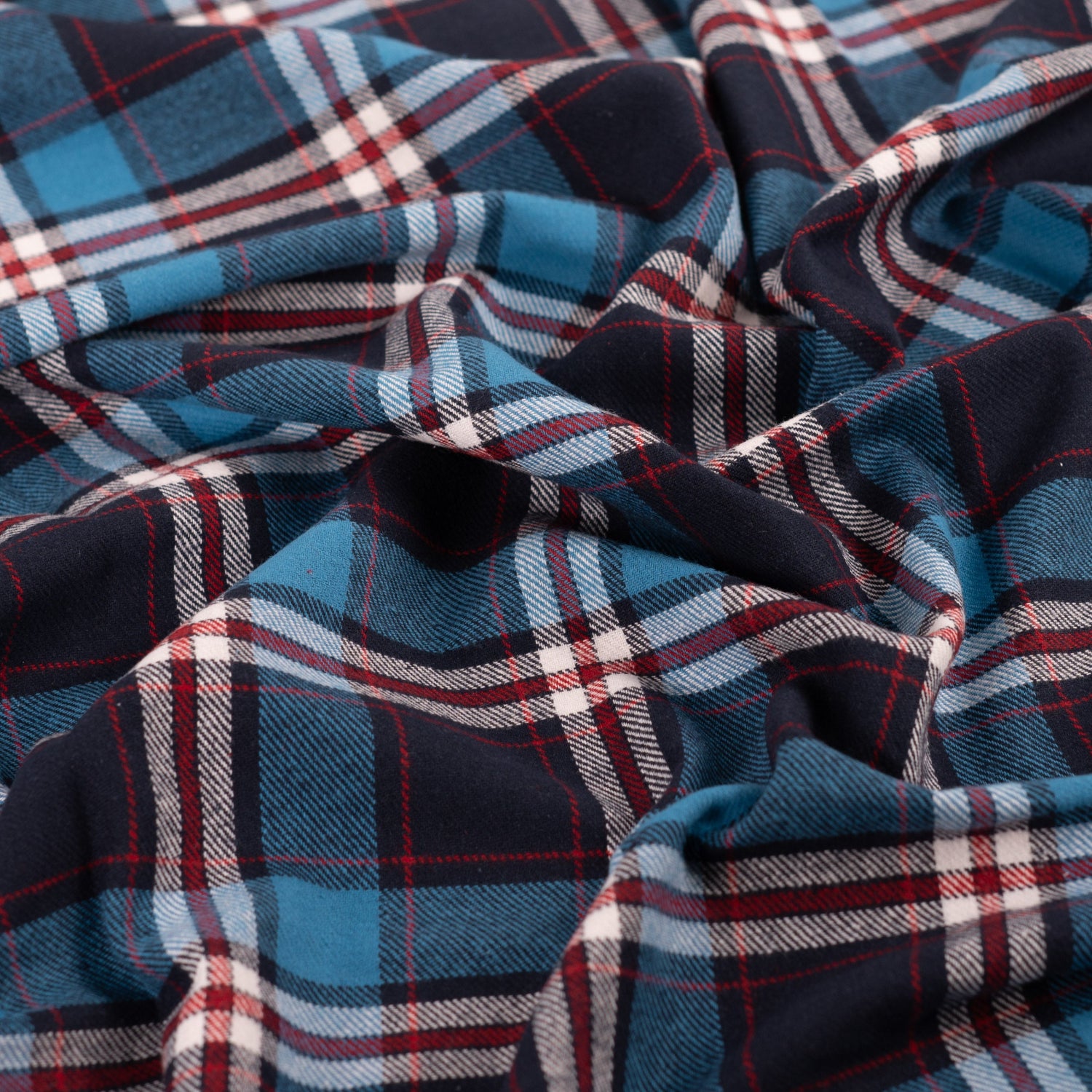 Yarn Dyed Flanell- Ruter, Aqua