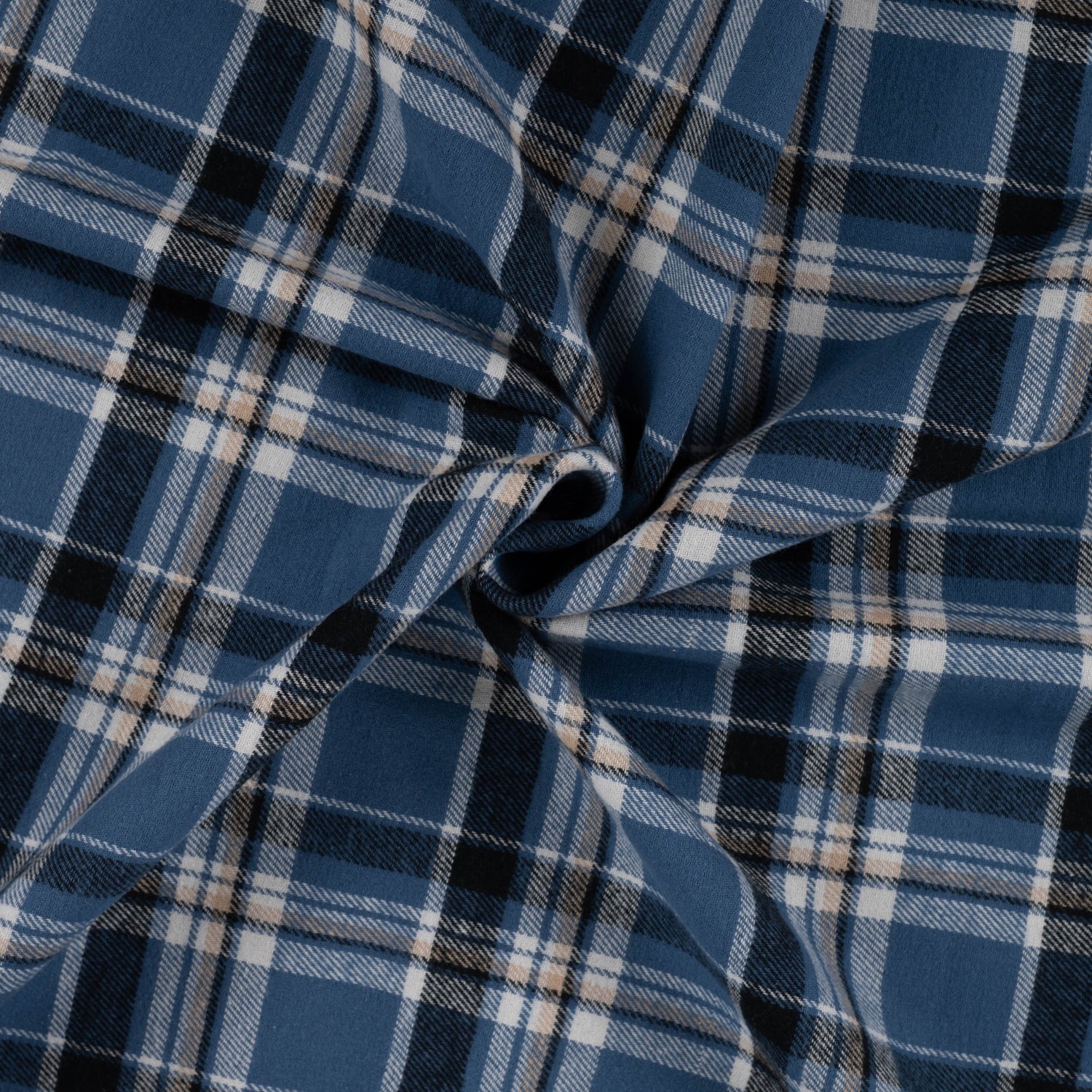 Yarn Dyed Flanell- Ruter, Denim Blå