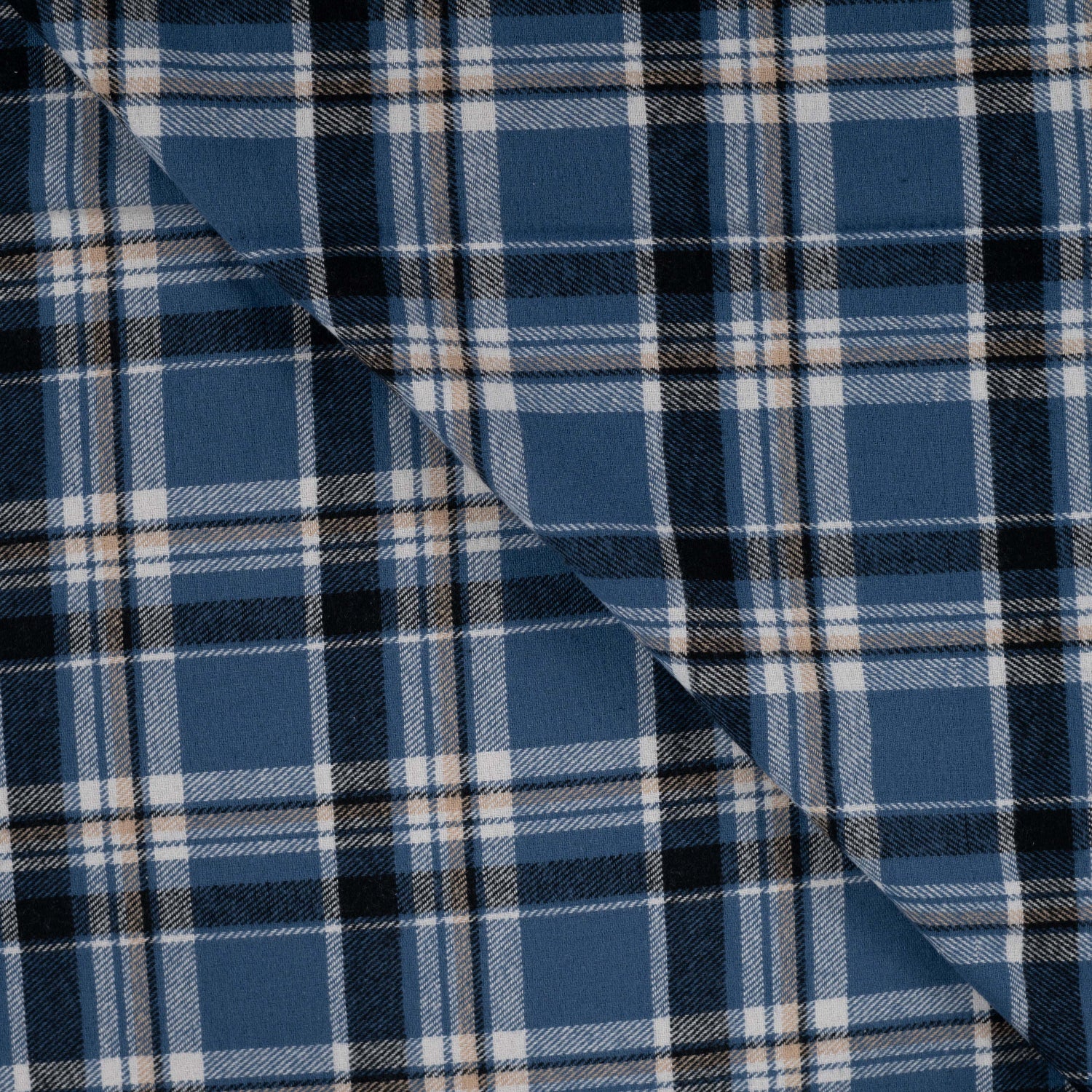 Yarn Dyed Flanell- Ruter, Denim Blå