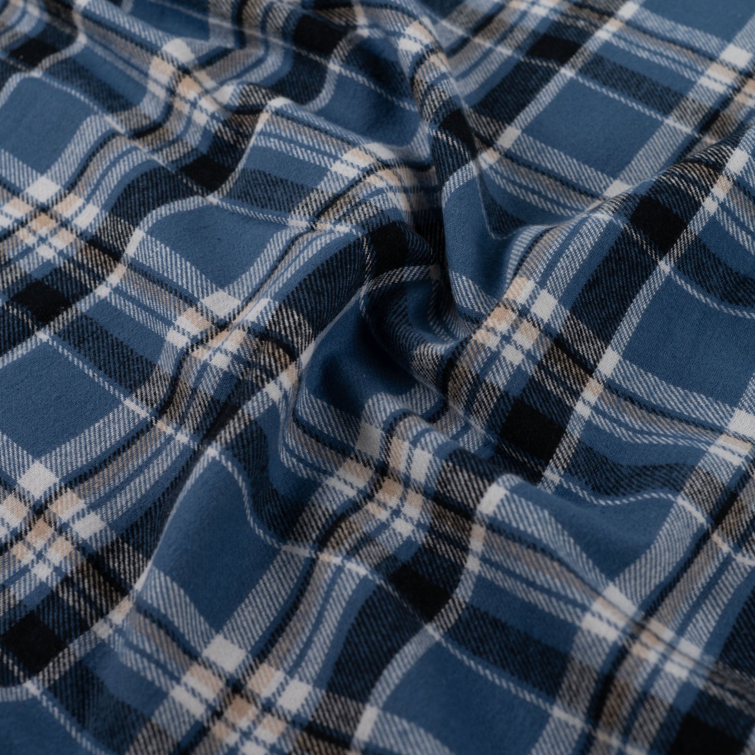 Yarn Dyed Flanell- Ruter, Denim Blå