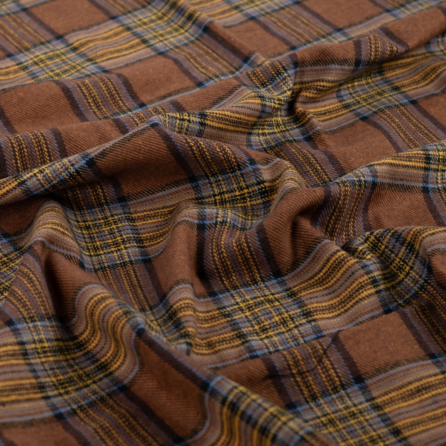 Yarn Dyed Flanell- Ruter, Soft brun