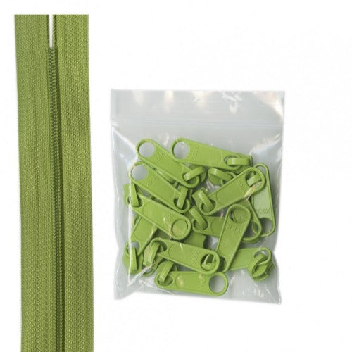 Glidelås 3,6m (16mm) med 16 Glidere, Eple Grønn