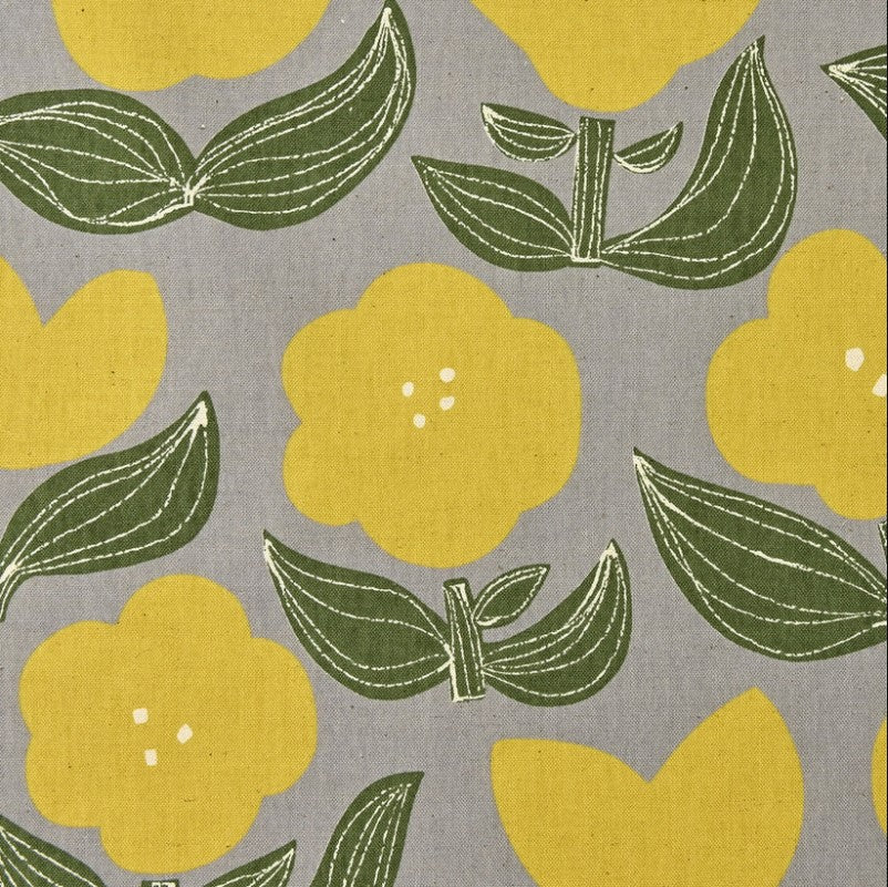 Japan Halvlin (Tynn) - Blomster, Gul