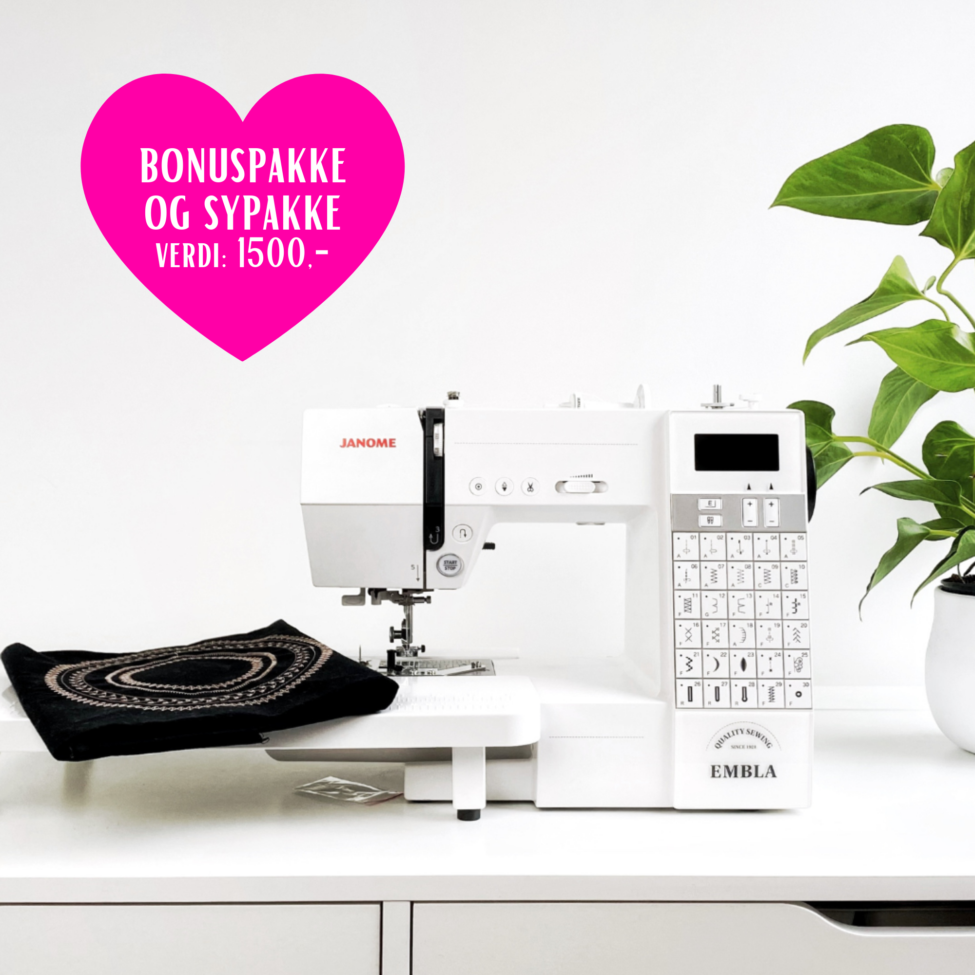 Janome Embla DC6030 Inkludert Bonus Pakke verdi 1500-