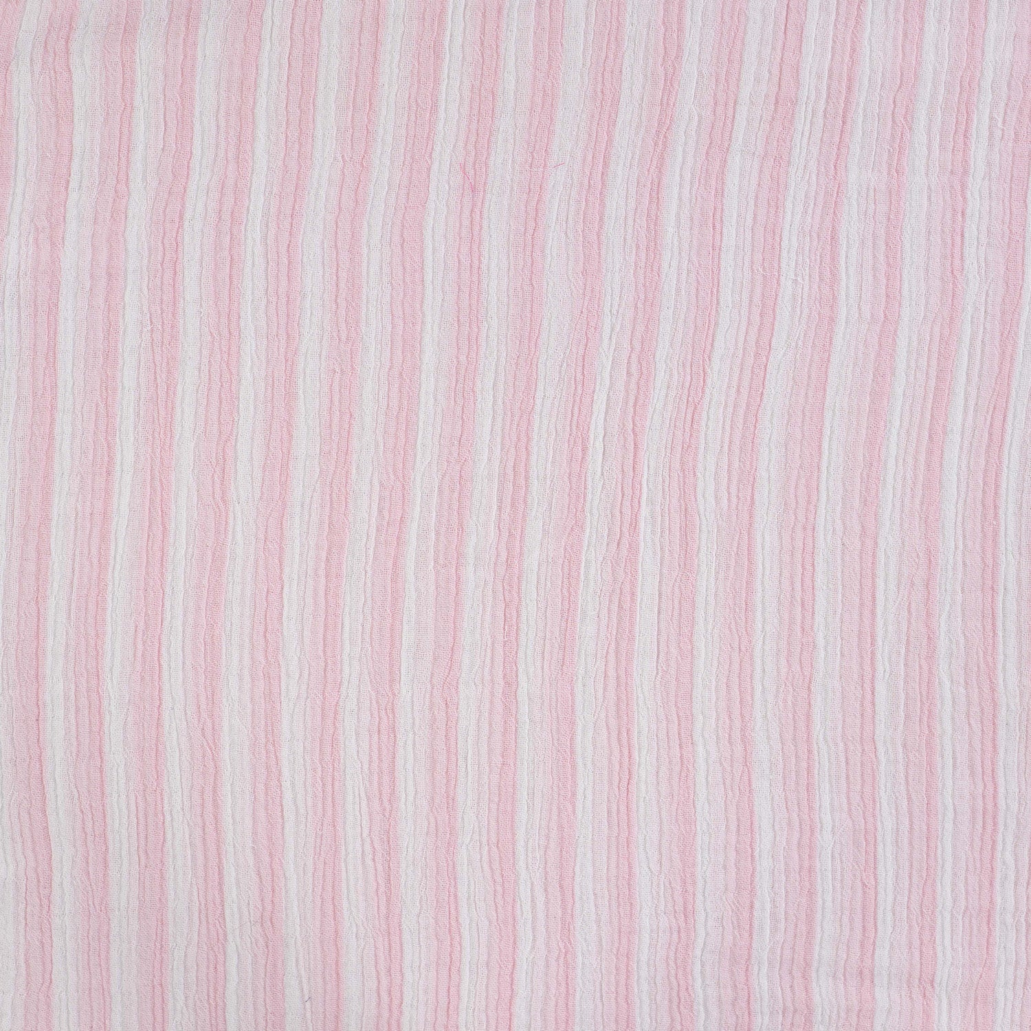 Musselin - Striper, Rosa og Hvit