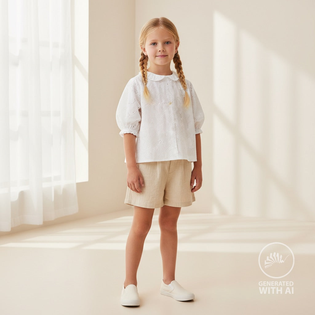 Bomull Voile - Lisa med Broderi offwhite