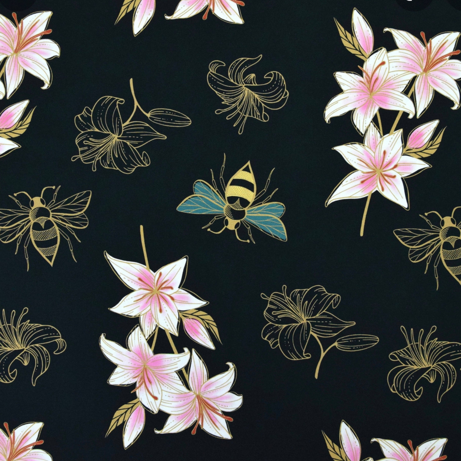 Økologisk French Terry - Glow Lilly svart