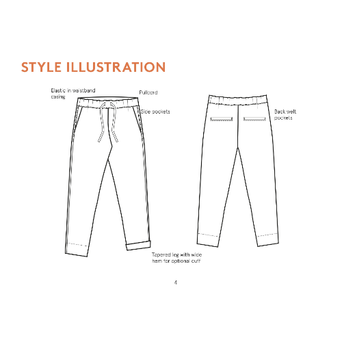 WBM - Easy Pants bukse, Dame Papir Mønster