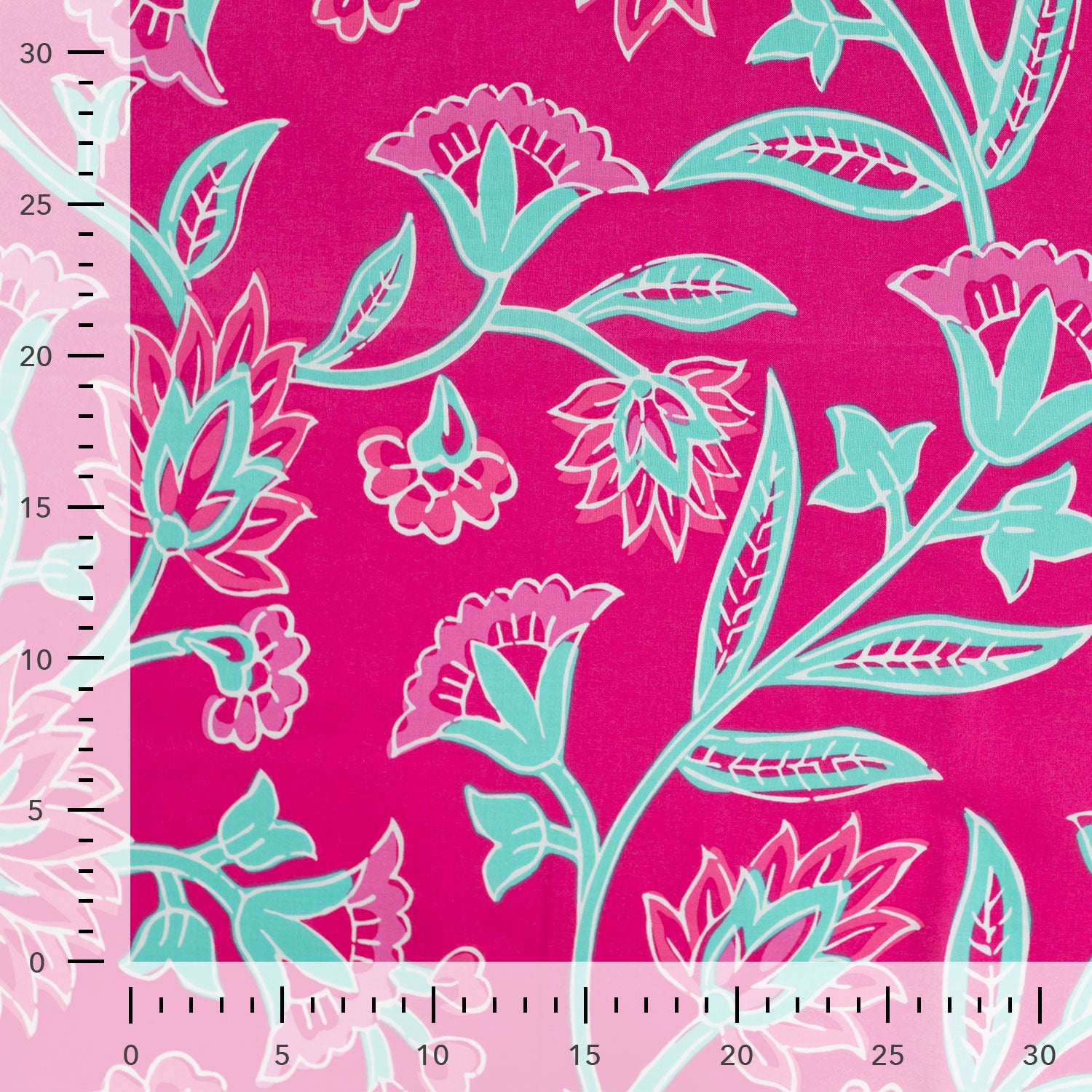 Poplin Bomull - Blomster Fuksia