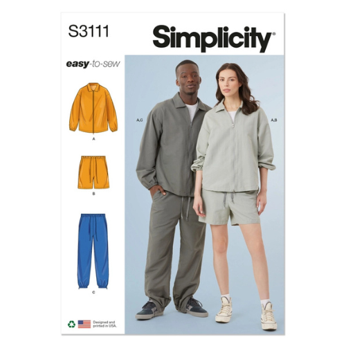 SIMPLICITY - MS 3111-A Unisex jakke, shorts, og bukse