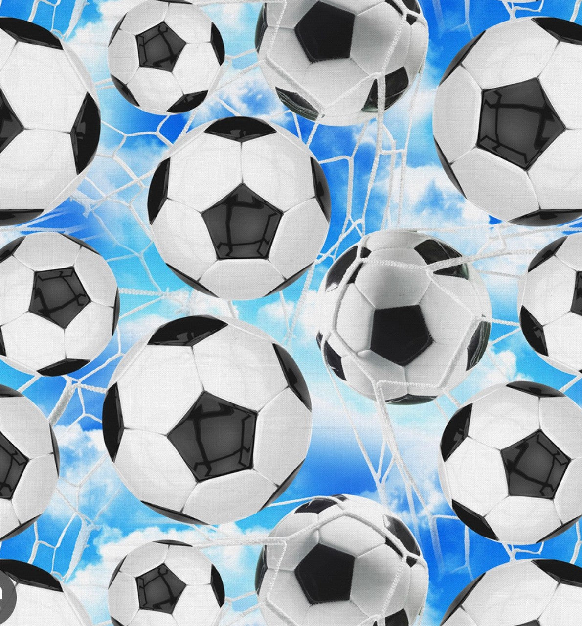 Fast bomullstoff - Fotball blå