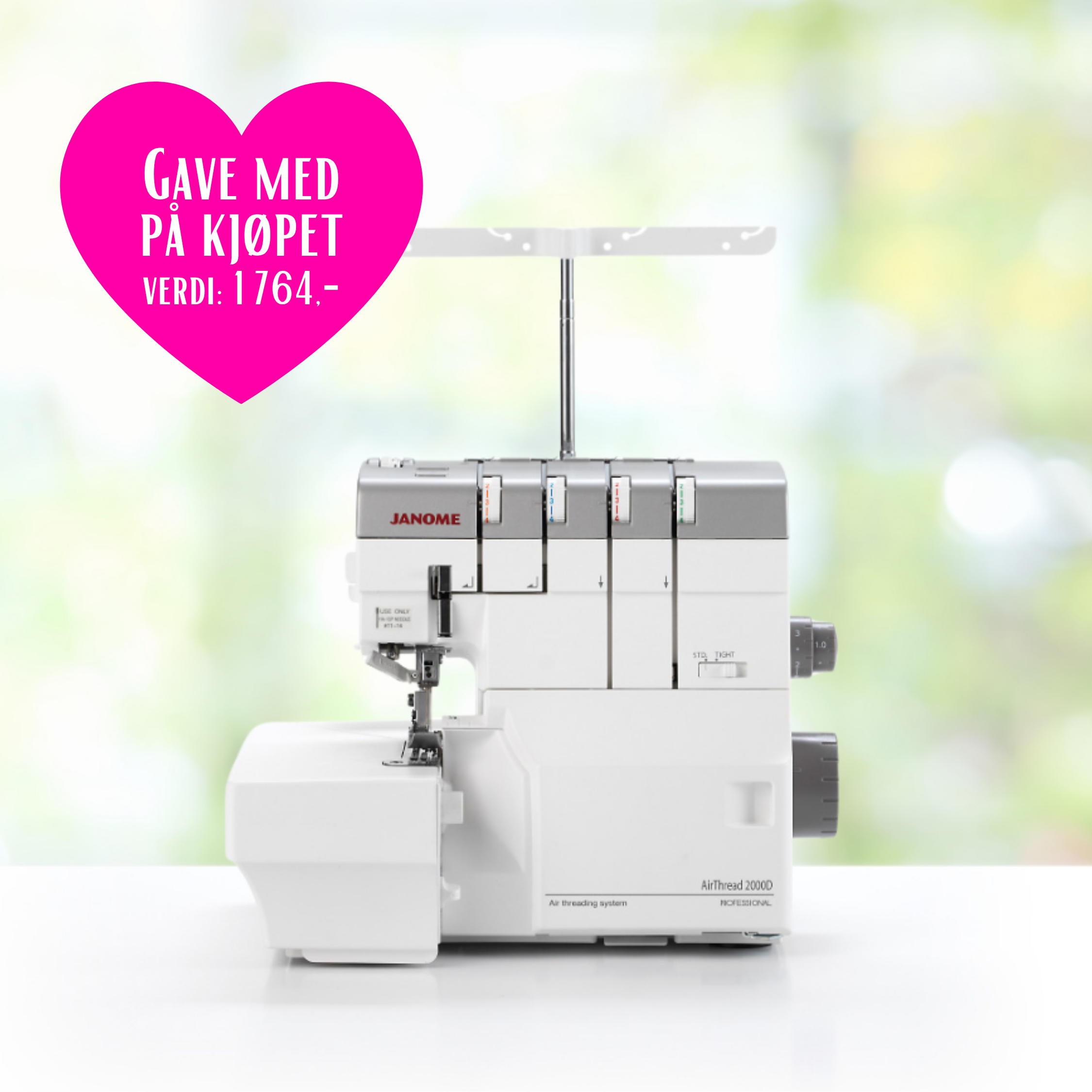 Kampanje! Janome AirThread 2000D inkl. bonuspakke