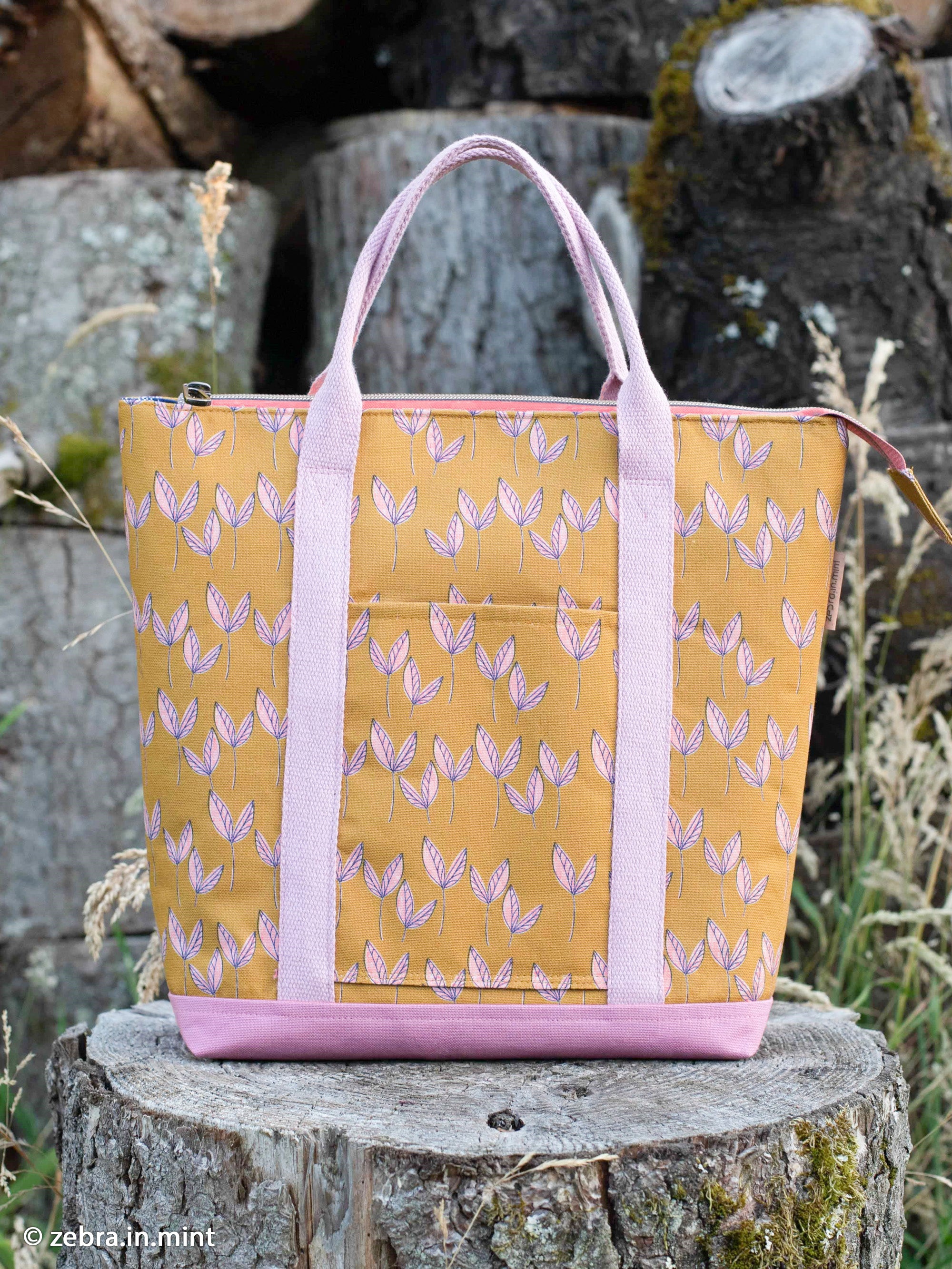 Kanvas - dansende blader Oker