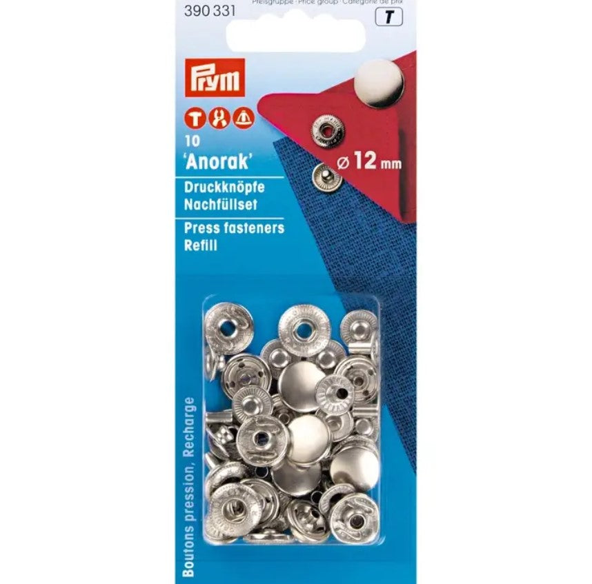 Prym Anorak Trykknapper Sølv 12mm