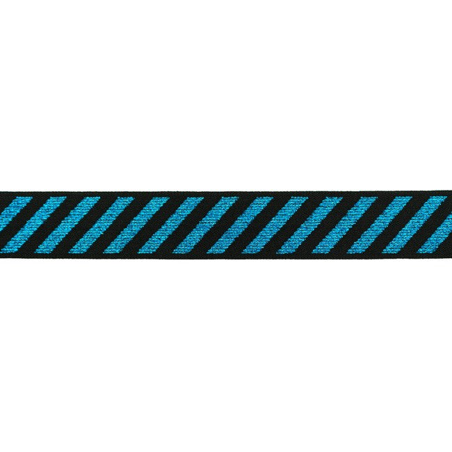 Glitter-strikk med Striper Aqua 2.5cm
