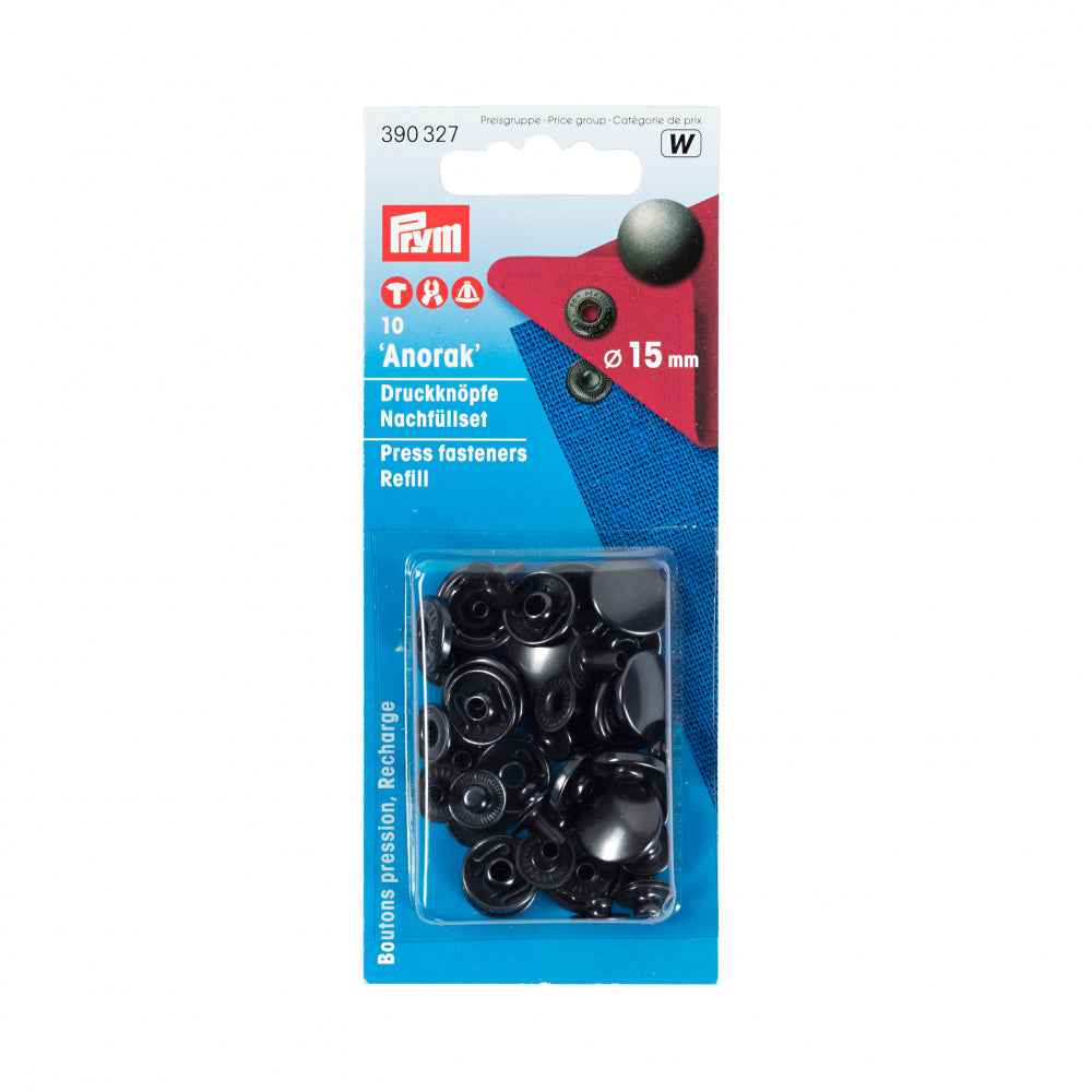 Prym Arorak Trykknapper svart 15mm