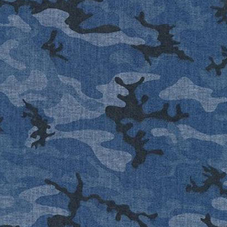 Bomull stoff Chambray Camouflage Blå