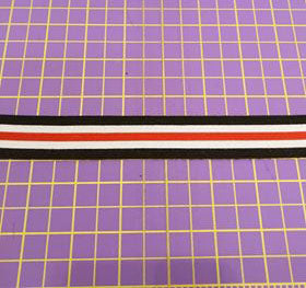 Strikk i Hvite Svarte og Rød Striper 25mm