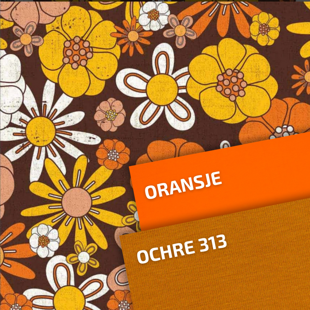 Jersey - Retro blomster brun 2