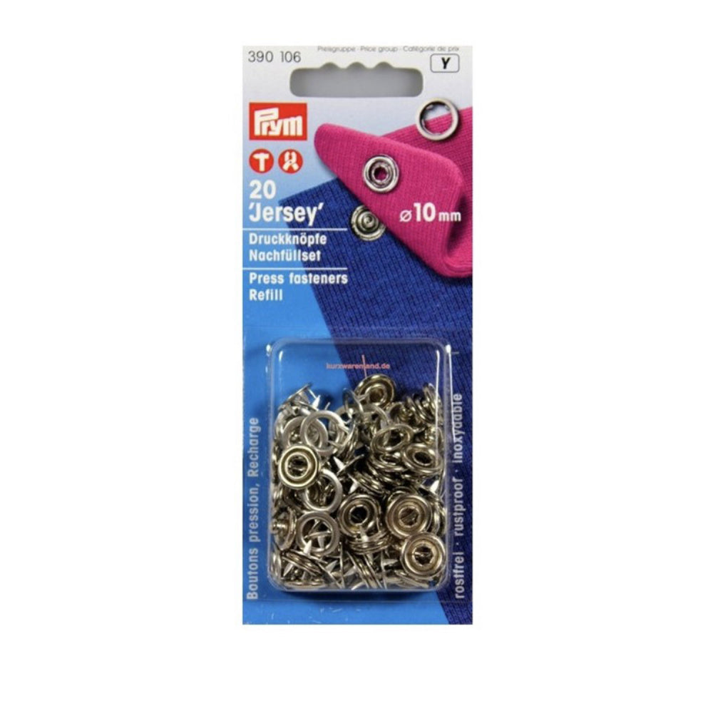 Prym Jersey Trykknapper ring sølv 10 mm