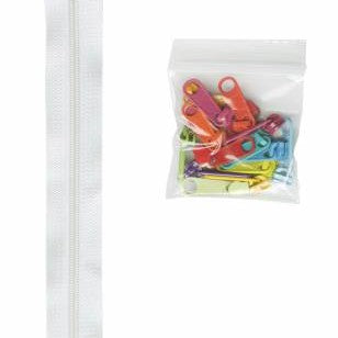 3.6 m glidelås hvit 16mm med 16 glidere multi farge