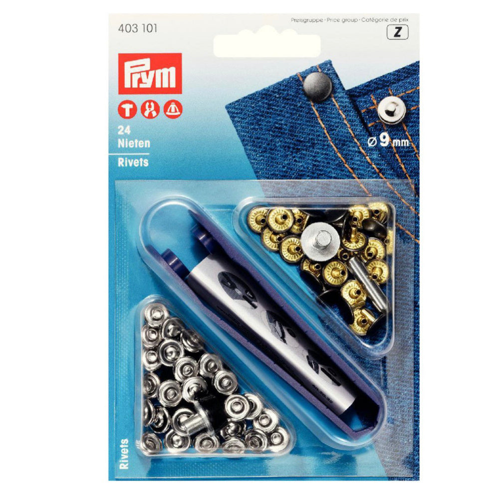Prym Niter 9 mm 24stk svart og sølv