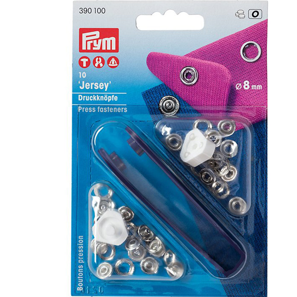 Prym Jersey Trykknapper ring sølv 8 mm-10 sets