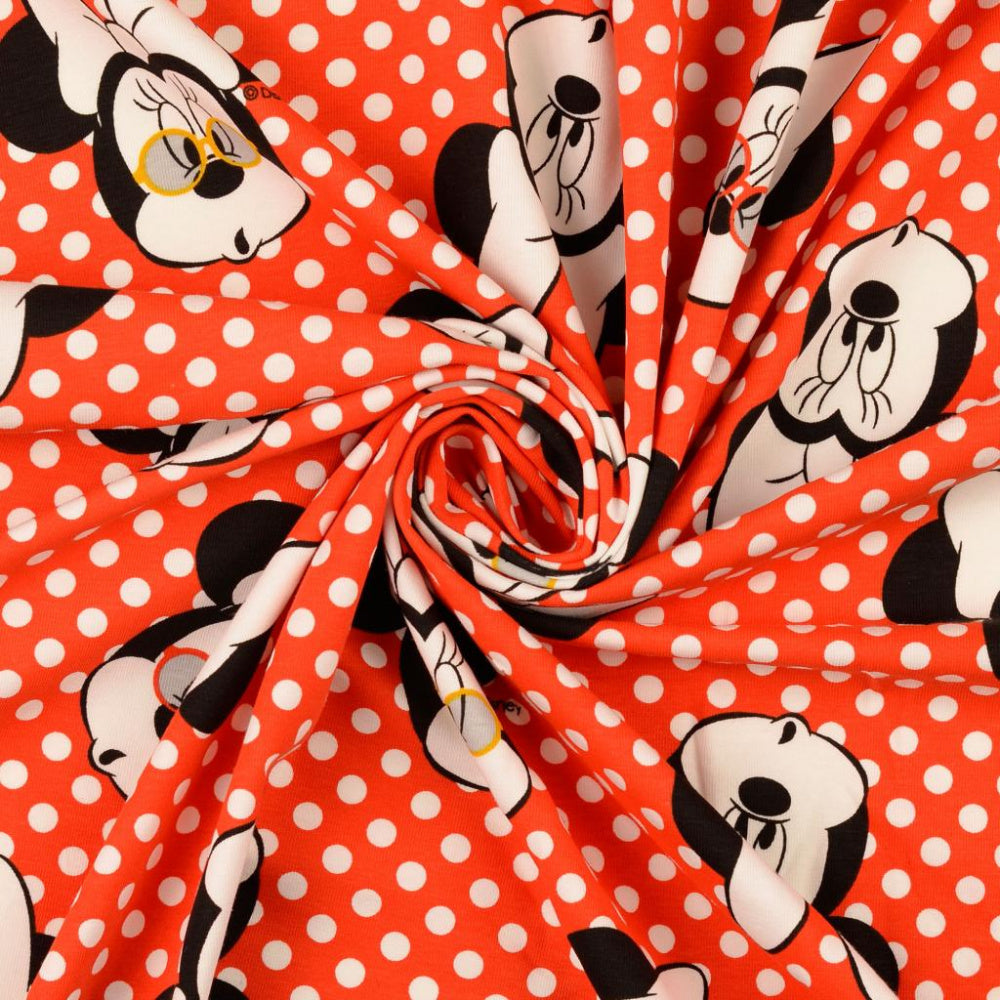 Jersey - Print Minnie Mouse, prikker Rød