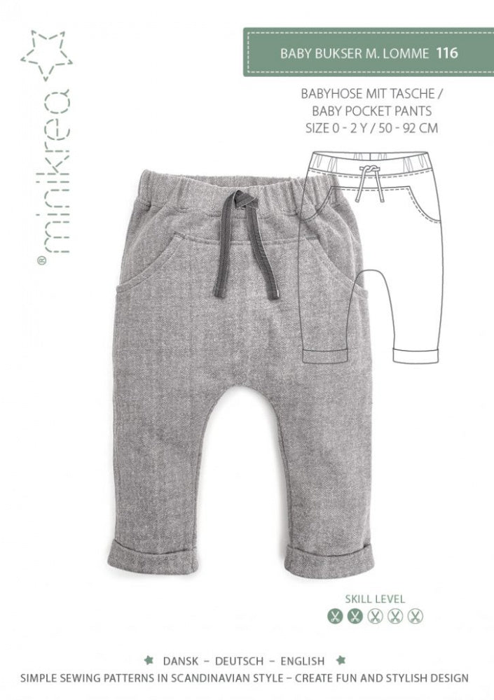 MiniKrea 116 Baby Bukse med Lomme