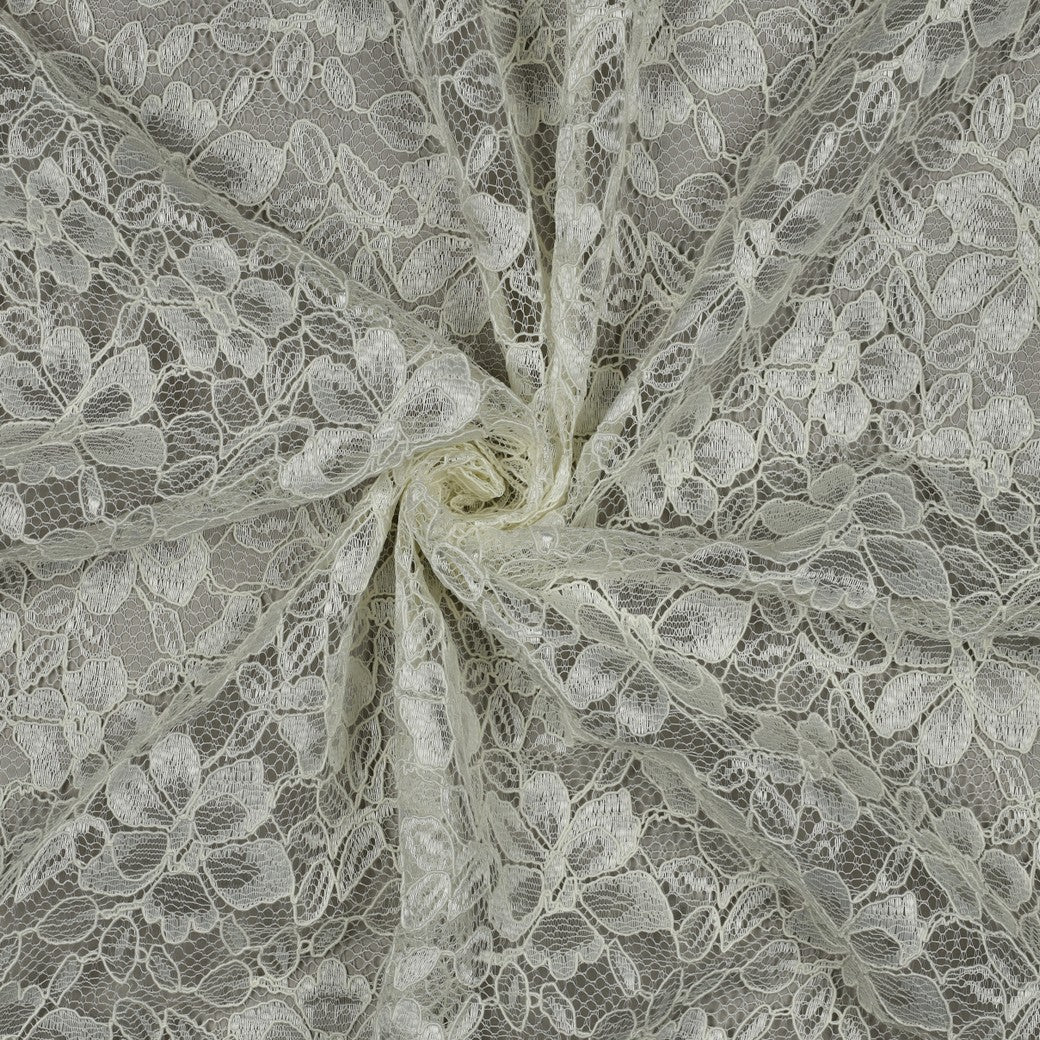 Lace blonde 2 side - Blomster - offwhite