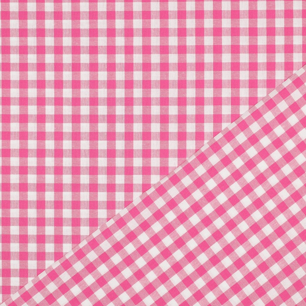 Fast Bomull - Gingham Lillemartine, Fuksia