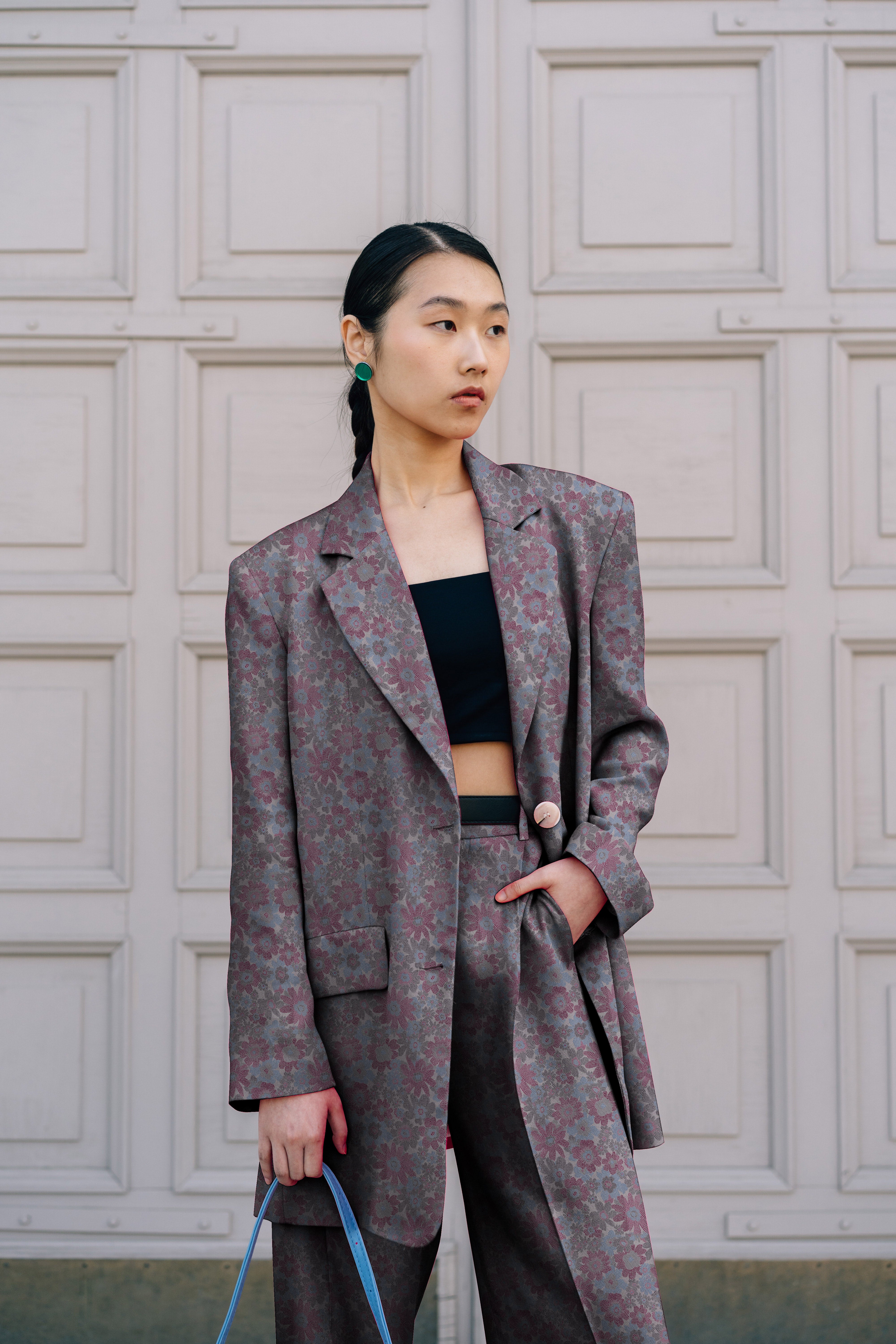 Jacquard / Brokade - Blomster lys