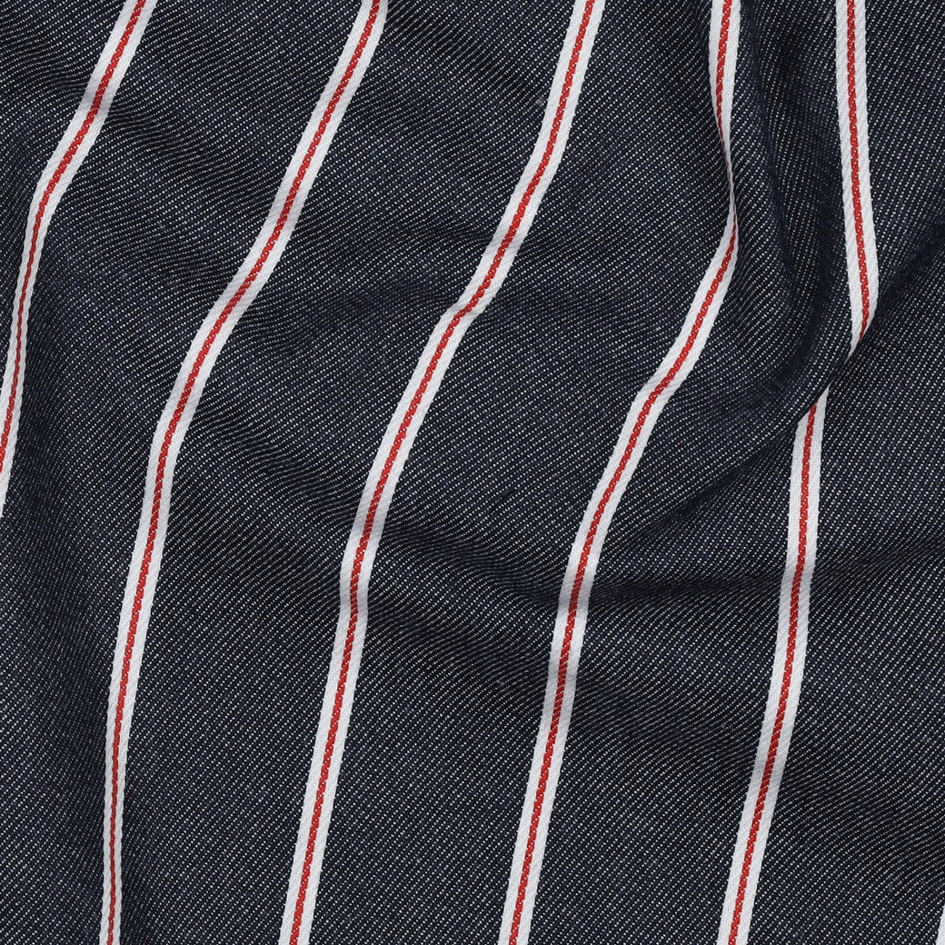 Tynn Denim/Jeans Stripet - Mørk Blå