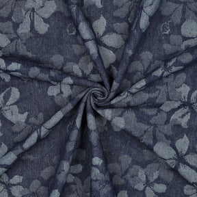 Reste Denim Jacquard blomster indigo blå 45cm