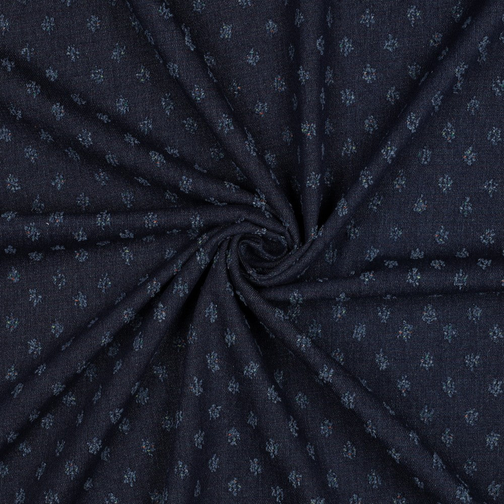 Denim Jacquard - Små Prikker, Indigo Blå