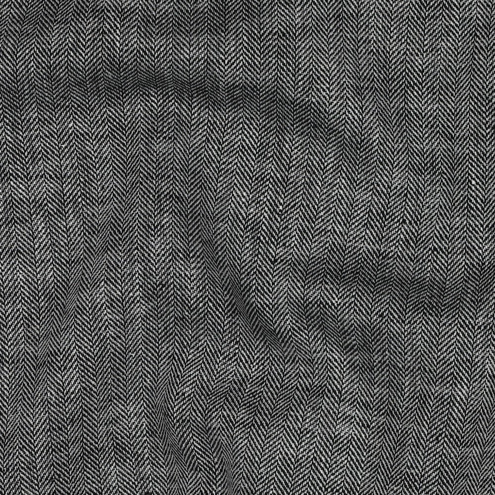 Linen Bomull - Fiskebeinsmønster, svart
