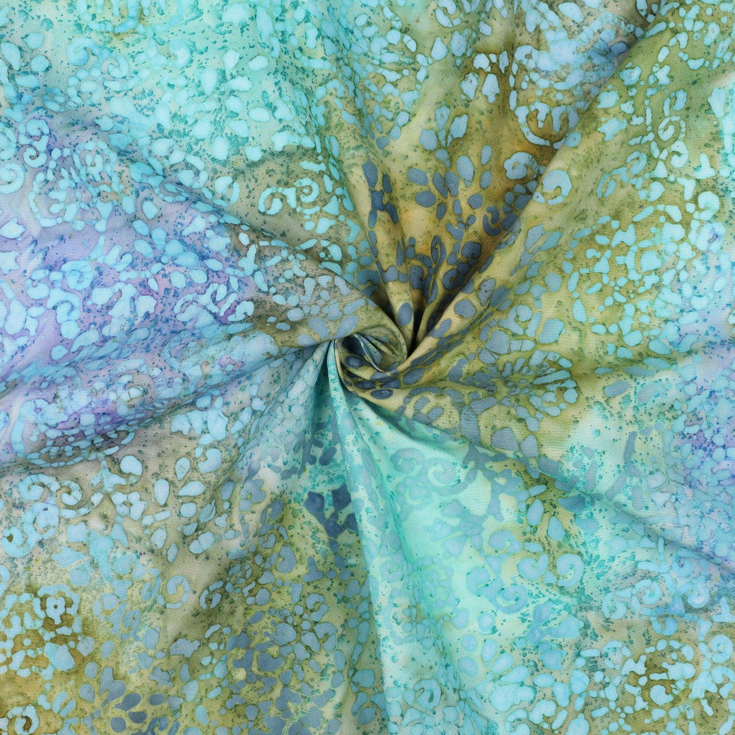 Vevd Viskose - Batikk, Grønn turkis