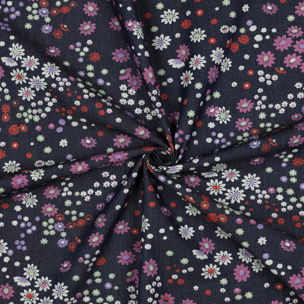 Chambray med blomster