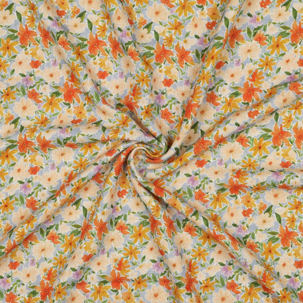 Linen Viskose crepe - Blomster, Gul