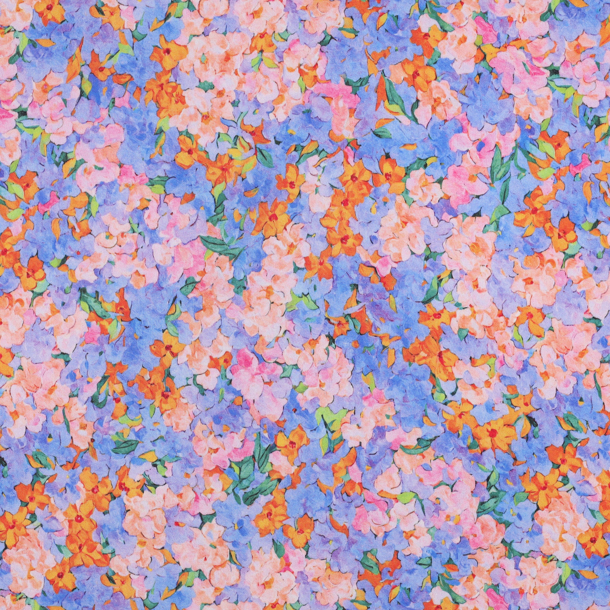 Vevd Viskose - Digital blomster, Blå