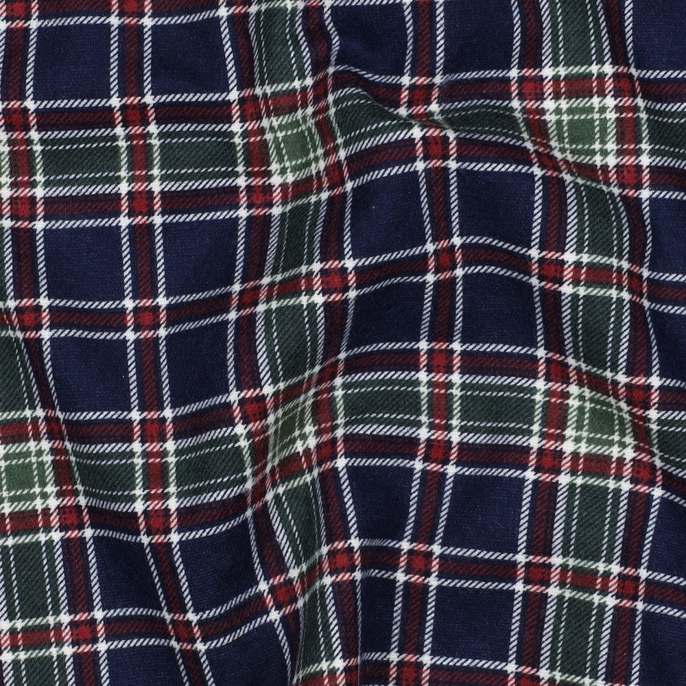 Bomullsflanell - Rutete Navy Blå