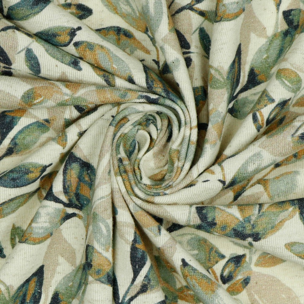 Linen Jersey - Blad, Krem