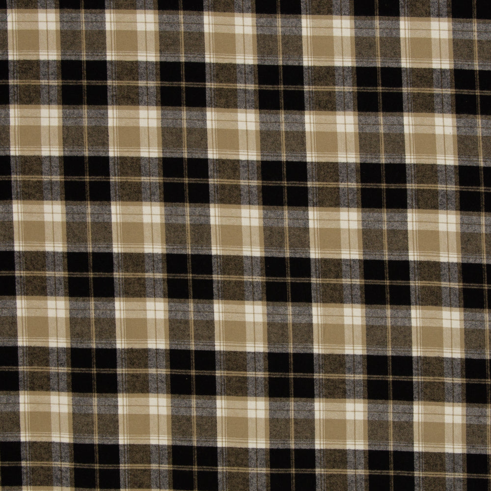 Bomullsflanell - Maverick Rutete Beige og svart