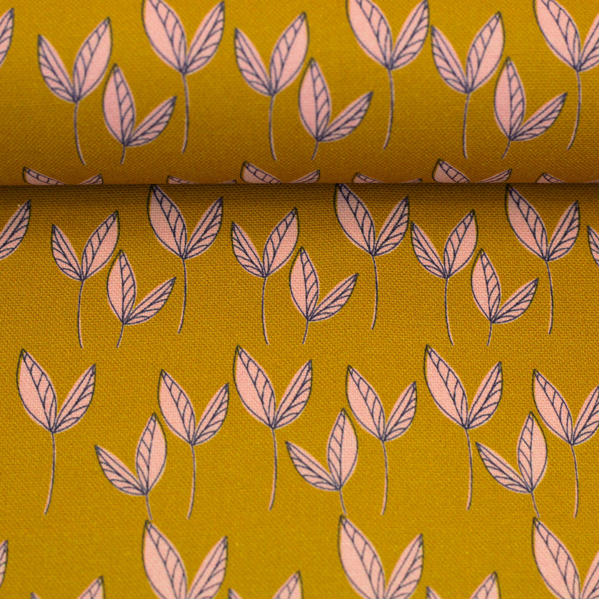 Kanvas - dansende blader Oker