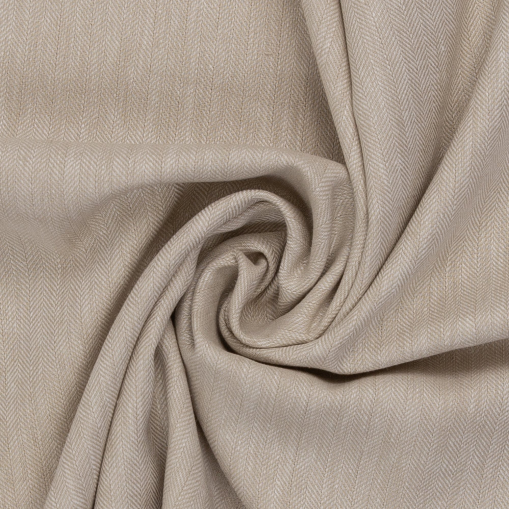 Linen Bomull - Paul Fiskebeinsmønster , Lys Beige